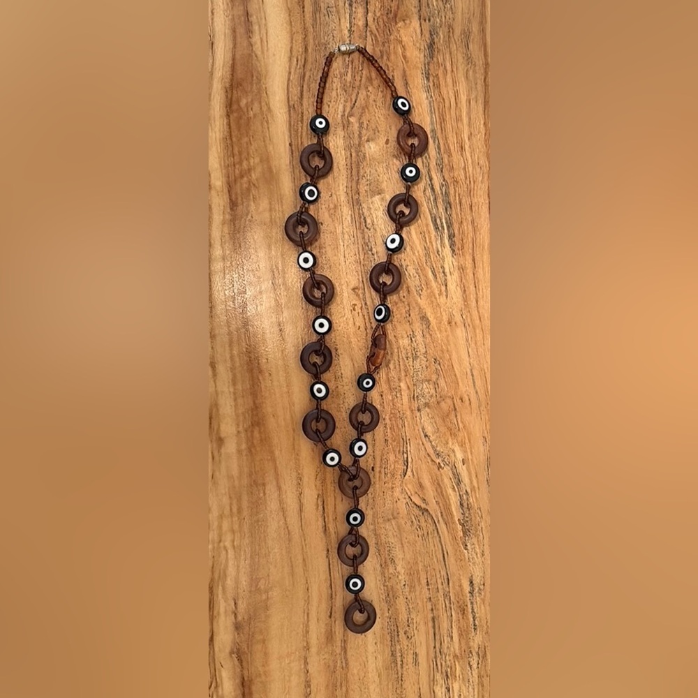 African Brown and Black Beaded Necklace